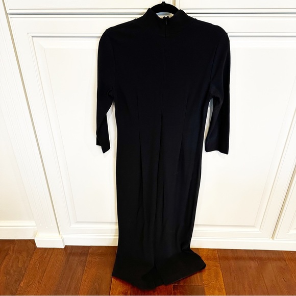 Boston Proper Dresses & Skirts - Boston Proper Minimalist Black Mockneck Column 3/4 Sleeve‎ Midi Dress Classic S